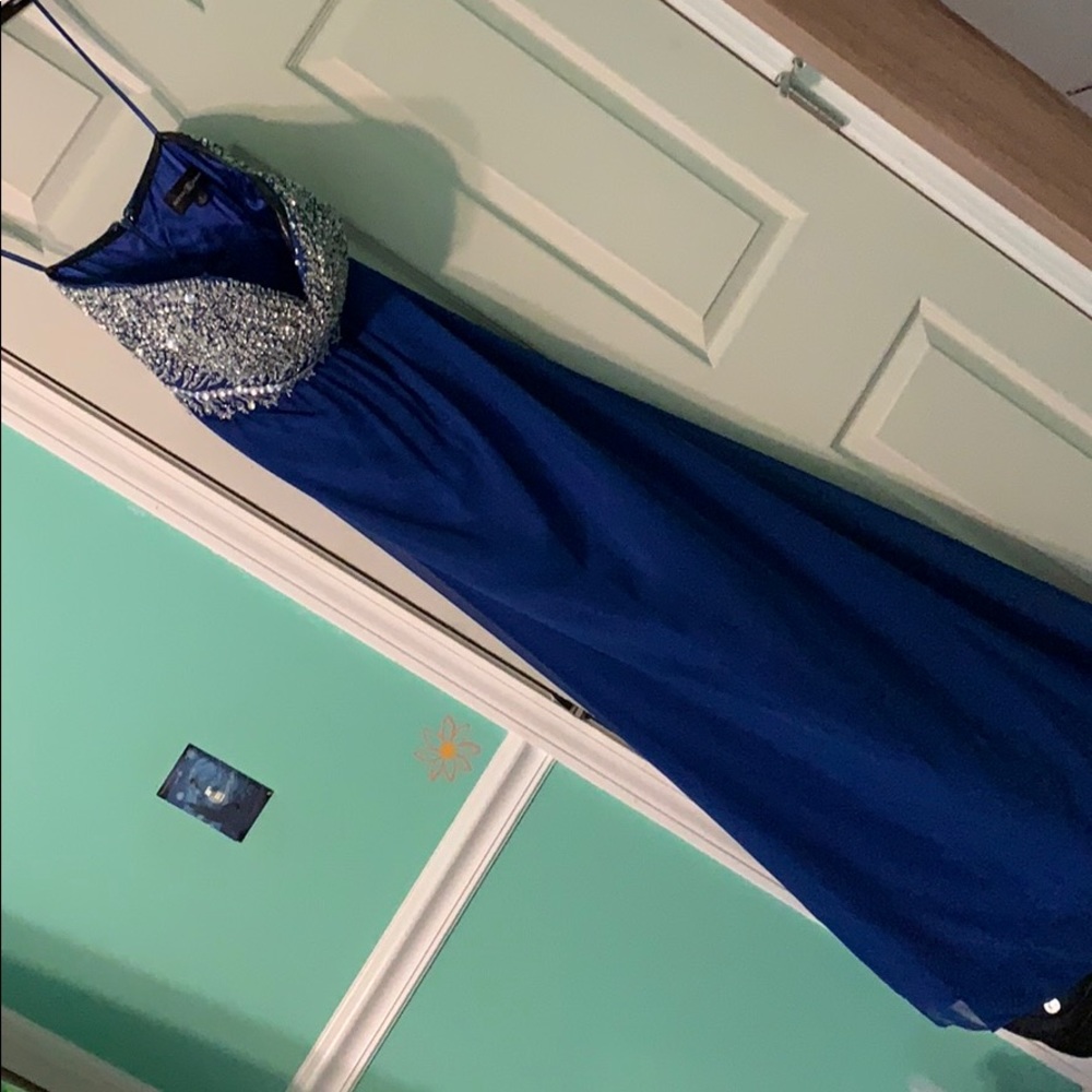 Floor length strapless prom dress